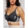 Wireless Seamless Bras for Women No Underwire Push Up Scalloped V Neck Full Coverage Support Bralettes Everyday Bras(Black)