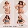 Wireless Seamless Bras for Women No Underwire Push Up Scalloped V Neck Full Coverage Support Bralettes Everyday Bras(Blue)