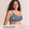 Wireless Seamless Bras for Women No Underwire Push Up Scalloped V Neck Full Coverage Support Bralettes Everyday Bras(Blue)