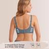 Wireless Seamless Bras for Women No Underwire Push Up Scalloped V Neck Full Coverage Support Bralettes Everyday Bras(Blue)