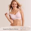 Wireless Seamless Bras for Women No Underwire Push Up Scalloped V Neck Full Coverage Support Bralettes Everyday Bras(Pink)