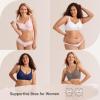 Wireless Seamless Bras for Women No Underwire Push Up Scalloped V Neck Full Coverage Support Bralettes Everyday Bras(Pink)