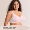 Wireless Seamless Bras for Women No Underwire Push Up Scalloped V Neck Full Coverage Support Bralettes Everyday Bras(Pink)