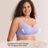 Wireless Seamless Bras for Women No Underwire Push Up Scalloped V Neck Full Coverage Support Bralettes Everyday Bras(Purple)