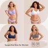 Wireless Seamless Bras for Women No Underwire Push Up Scalloped V Neck Full Coverage Support Bralettes Everyday Bras(Purple)
