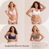 Wireless Seamless Bras for Women No Underwire Push Up Scalloped V Neck Full Coverage Support Bralettes Everyday Bras(White)