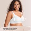 Wireless Seamless Bras for Women No Underwire Push Up Scalloped V Neck Full Coverage Support Bralettes Everyday Bras(White)