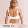 Wireless Seamless Bras for Women No Underwire Push Up Scalloped V Neck Full Coverage Support Bralettes Everyday Bras(White)