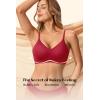 Jelly Bras for Women No Underwire Wireless Tshirt Bra Push Up Seamless Bralettes w Support(Red)