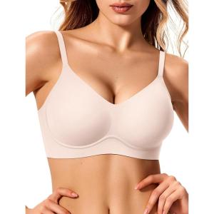 Jelly Bras for Women No Underwire Wireless Tshirt Bra Push Up Seamless Bralettes w Support(Skin)