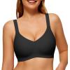 LetsJoli Wireless Bras for Women No Underwire Full Coverage Push Up Bra Support Plus Size Bras for Older Women Bralettes(Black)