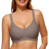 LetsJoli Wireless Bras for Women No Underwire Full Coverage Push Up Bra Support Plus Size Bras for Older Women Bralettes(Grey)