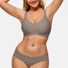 LetsJoli Wireless Bras for Women No Underwire Full Coverage Push Up Bra Support Plus Size Bras for Older Women Bralettes(Grey)