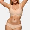 LetsJoli Wireless Bras for Women No Underwire Full Coverage Push Up Bra Support Plus Size Bras for Older Women Bralettes(Nude)