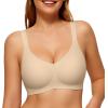 LetsJoli Wireless Bras for Women No Underwire Full Coverage Push Up Bra Support Plus Size Bras for Older Women Bralettes(Nude-1)