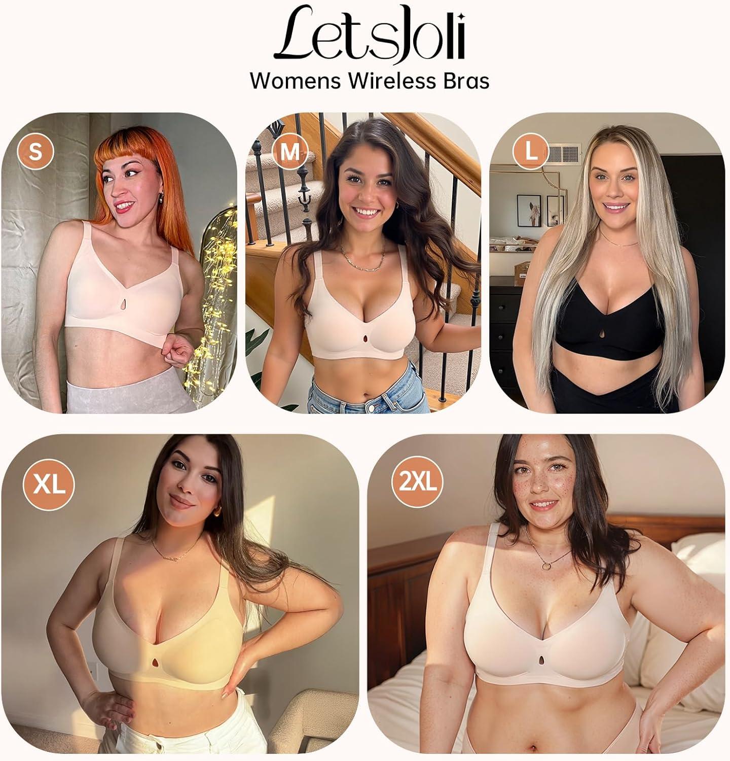 imageLetsJoli Wireless Bras for Women No Underwire Jelly Bras Seamless Push Up Full Coverage Bralettes Comfortable Everyday BraNudeblack