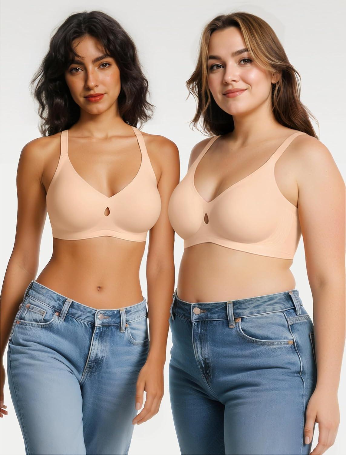 imageLetsJoli Wireless Bras for Women No Underwire Jelly Bras Seamless Push Up Full Coverage Bralettes Comfortable Everyday BraSkinnude
