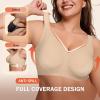 Bras for Women Supportive Wireless Push Up Bra Full Coverage No Underwire Seamless Plus Size for Older Women(Skin)