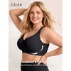 LetsJoli Jelly Bras for Women Plus Size Pullover No Underwire | Full Coverage Fit, Wireless Supportive Everyday Bra, For Older Women, Adjustable Straps, Semi-fixed Removeable Cups, Soft(Black)