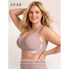 LetsJoli Jelly Bras for Women Plus Size Pullover No Underwire | Full Coverage Fit, Wireless Supportive Everyday Bra, For Older Women, Adjustable Straps, Semi-fixed Removeable Cups, Soft(Dusty Rose)