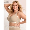 LetsJoli Jelly Bras for Women Plus Size Pullover No Underwire | Full Coverage Fit, Wireless Supportive Everyday Bra, For Older Women, Adjustable Straps, Semi-fixed Removeable Cups, Soft(Skin)