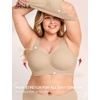 LetsJoli Jelly Bras for Women Plus Size Pullover No Underwire | Full Coverage Fit, Wireless Supportive Everyday Bra, For Older Women, Adjustable Straps, Semi-fixed Removeable Cups, Soft(Skin)