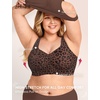 LetsJoli Jelly Bras for Women Plus Size Pullover No Underwire | Full Coverage Fit, Wireless Supportive Everyday Bra, For Older Women, Adjustable Straps, Semi-fixed Removeable Cups, Soft(Leopard Coffee)