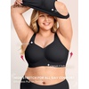 LetsJoli Jelly Bras for Women Plus Size Pullover No Underwire | Full Coverage Fit, Wireless Supportive Everyday Bra, For Older Women, Adjustable Straps, Semi-fixed Removeable Cups, Soft(Black)