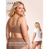 LetsJoli Jelly Bras for Women Plus Size Pullover No Underwire | Full Coverage Fit, Wireless Supportive Everyday Bra, For Older Women, Adjustable Straps, Semi-fixed Removeable Cups, Soft(Coffee)