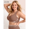 LetsJoli Jelly Bras for Women Plus Size Pullover No Underwire | Full Coverage Fit, Wireless Supportive Everyday Bra, For Older Women, Adjustable Straps, Semi-fixed Removeable Cups, Soft(Coffee)