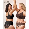 LetsJoli Jelly Bras for Women Plus Size Pullover No Underwire | Full Coverage Fit, Wireless Supportive Everyday Bra, For Older Women, Adjustable Straps, Semi-fixed Removeable Cups, Soft(Leopard Coffee)