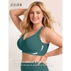 LetsJoli Jelly Bras for Women Plus Size Pullover No Underwire | Full Coverage Fit, Wireless Supportive Everyday Bra, For Older Women, Adjustable Straps, Semi-fixed Removeable Cups, Soft(Emerald Gem)
