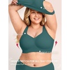 LetsJoli Jelly Bras for Women Plus Size Pullover No Underwire | Full Coverage Fit, Wireless Supportive Everyday Bra, For Older Women, Adjustable Straps, Semi-fixed Removeable Cups, Soft(Emerald Gem)