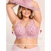 LetsJoli Jelly Bras for Women Plus Size Pullover No Underwire | Full Coverage Fit, Wireless Supportive Everyday Bra, For Older Women, Adjustable Straps, Semi-fixed Removeable Cups, Soft(Leopard Pink)