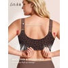 LetsJoli Jelly Bras for Women Plus Size Pullover No Underwire | Full Coverage Fit, Wireless Supportive Everyday Bra, For Older Women, Adjustable Straps, Semi-fixed Removeable Cups, Soft(Leopard Coffee)