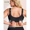 LetsJoli Jelly Bras for Women Plus Size Pullover No Underwire | Full Coverage Fit, Wireless Supportive Everyday Bra, For Older Women, Adjustable Straps, Semi-fixed Removeable Cups, Soft(Black)