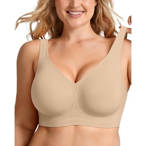 LetsJoli Jelly Bras for Women Plus Size Pullover No Underwire | Full Coverage Fit, Wireless Supportive Everyday Bra, For Older Women, Adjustable Straps, Semi-fixed Removeable Cups, Soft(Skin)