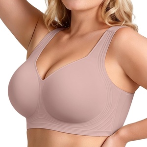 LetsJoli Jelly Bras for Women Plus Size Pullover No Underwire | Full Coverage Fit, Wireless Supportive Everyday Bra, For Older Women, Adjustable Straps, Semi-fixed Removeable Cups, Soft(Dusty Rose)