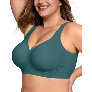 LetsJoli Jelly Bras for Women Plus Size Pullover No Underwire | Full Coverage Fit, Wireless Supportive Everyday Bra, For Older Women, Adjustable Straps, Semi-fixed Removeable Cups, Soft(Emerald Gem)