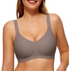 LetsJoli Jelly Bras for Women Plus Size Full Coverage Supportive Wireless(Grey)