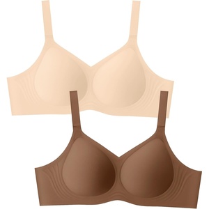 LetsJoli Jelly Bras for Women Plus Size Full Coverage Supportive Wireless(Nude+coffee)