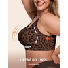 LetsJoli Jelly Bras for Women No Underwire Plus Size Push Up Supportive(Black+leopard Coffee)