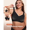 LetsJoli Jelly Bras for Women No Underwire Plus Size Push Up Supportive(Black+leopard Coffee)
