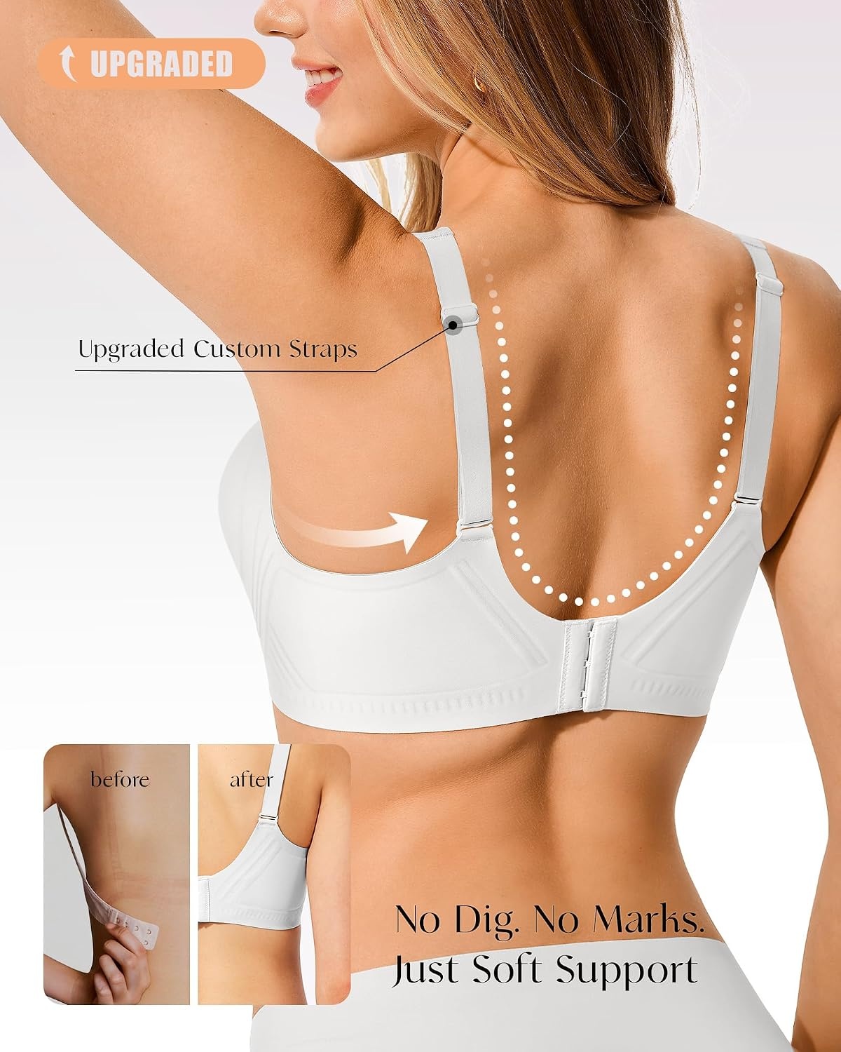 image:imageLetsJoli No Underwire Deep V Supportive Wireless Bra White