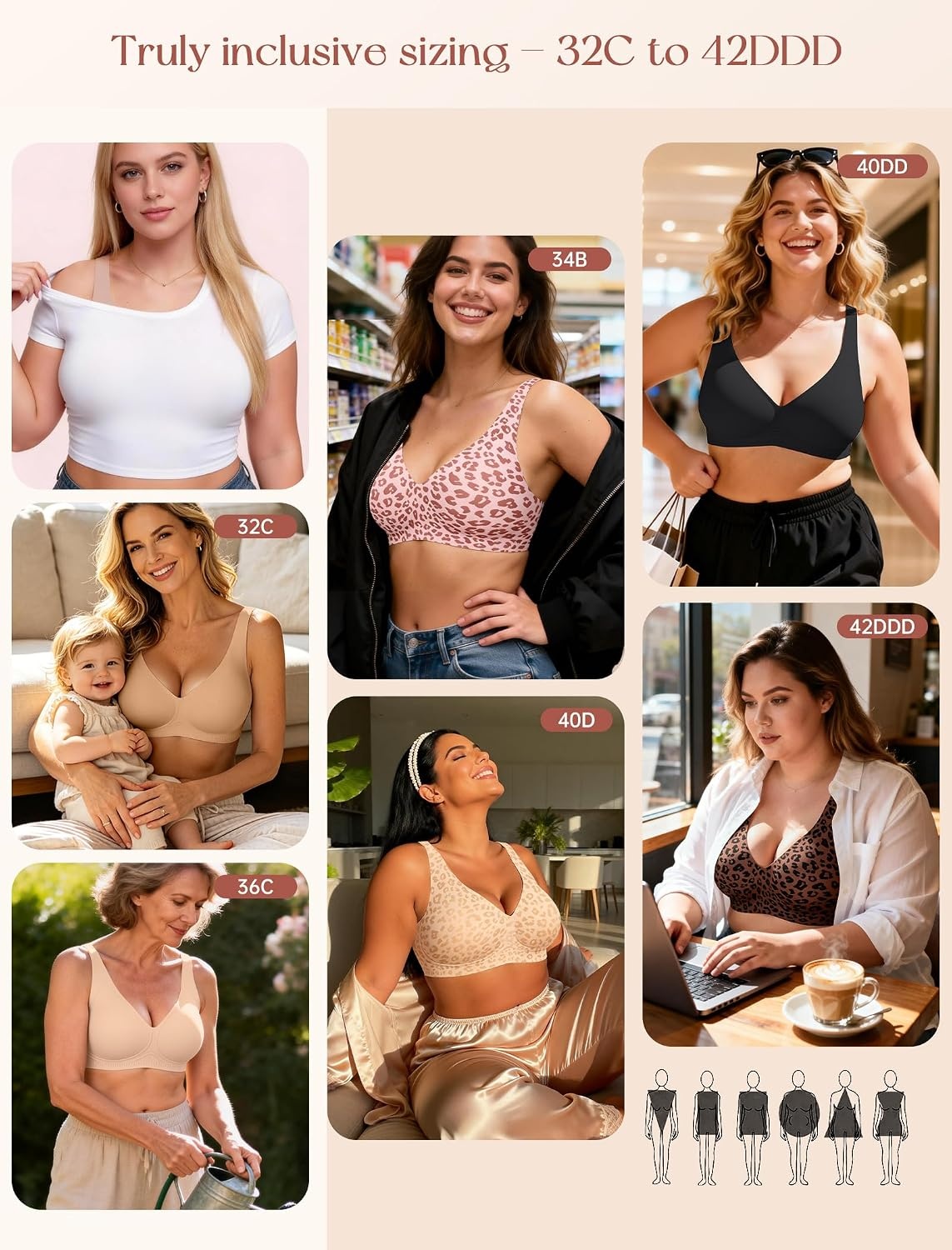 image:imageLetsJoli No Underwire Deep V Supportive Wireless Bra White