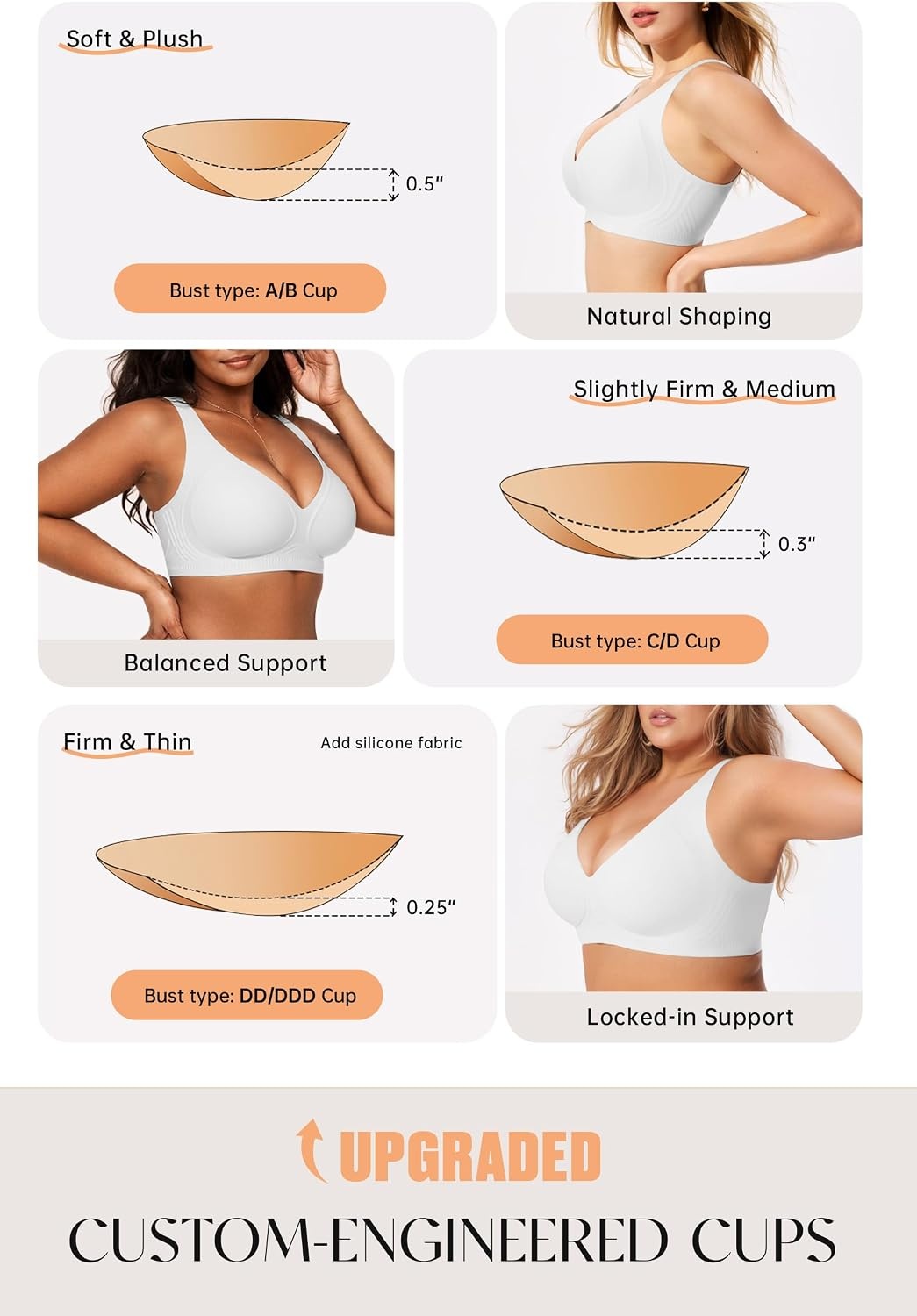 image:imageLetsJoli No Underwire Deep V Supportive Wireless Bra White