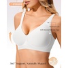 LetsJoli No Underwire Deep V Supportive Wireless Bra White