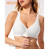 LetsJoli No Underwire Deep V Supportive Wireless Bra White