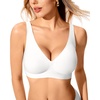 LetsJoli No Underwire Deep V Supportive Wireless Bra White